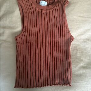 DISSH Terracotta Ribbed Sleeveless Top and Skirt Set